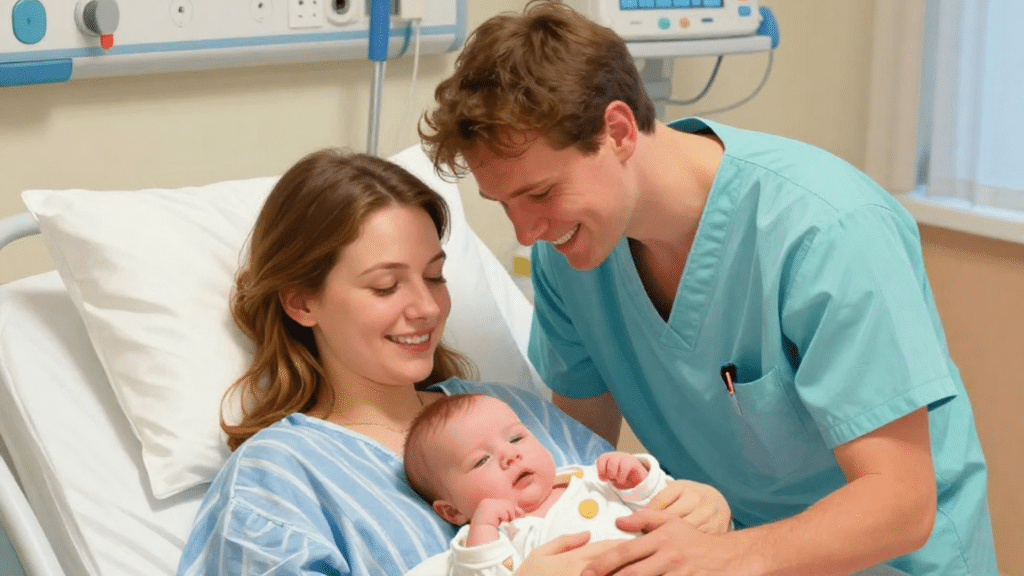 Anya, apa és gyermekük császármetszés után